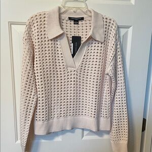 French Connection V-Neck Sweater in Cream